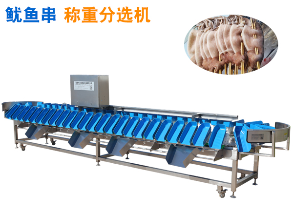 魷魚串分選機(jī)黃魚串稱重分選機(jī)水產(chǎn)品重量分揀機(jī)調(diào)理品重量分級(jí)機(jī)